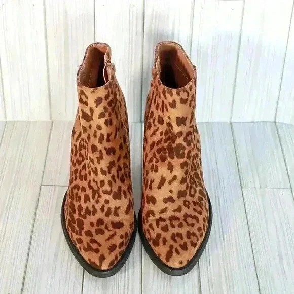 Madden Girl Leopard Print Ankle Bootie Womens 8.5 Block Heel Western Pointed Toe - Picture 3 of 12